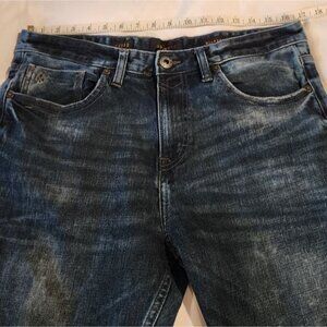 Outpost Makers Relaxed Taper Jeans Men's 33x22 Acid Washed Denim Distressed Dark